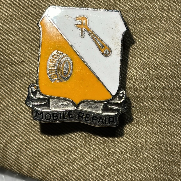 1952 Korean War Army Tan Khaki Garrison Cover cap With Mobile Repair Pin - Picture 2 of 9